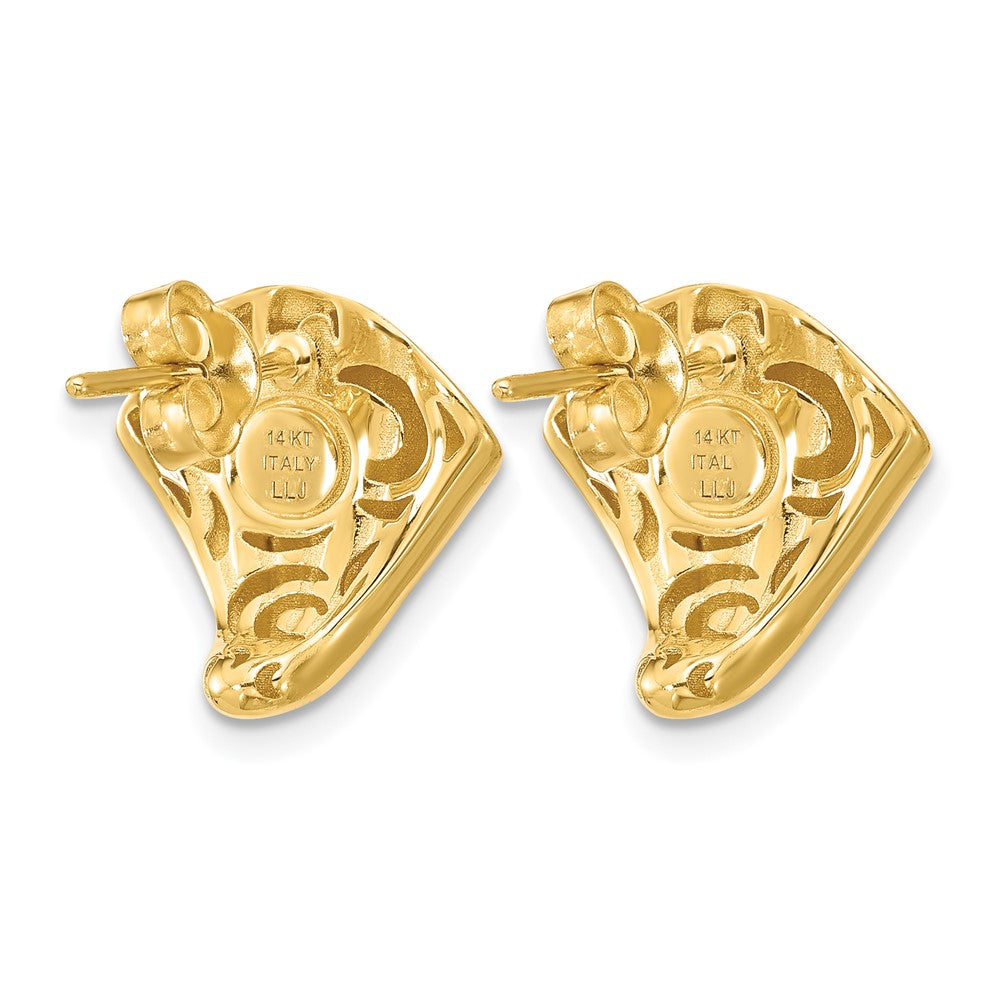 14K w/Black Enamel Polished Fancy Post Earrings