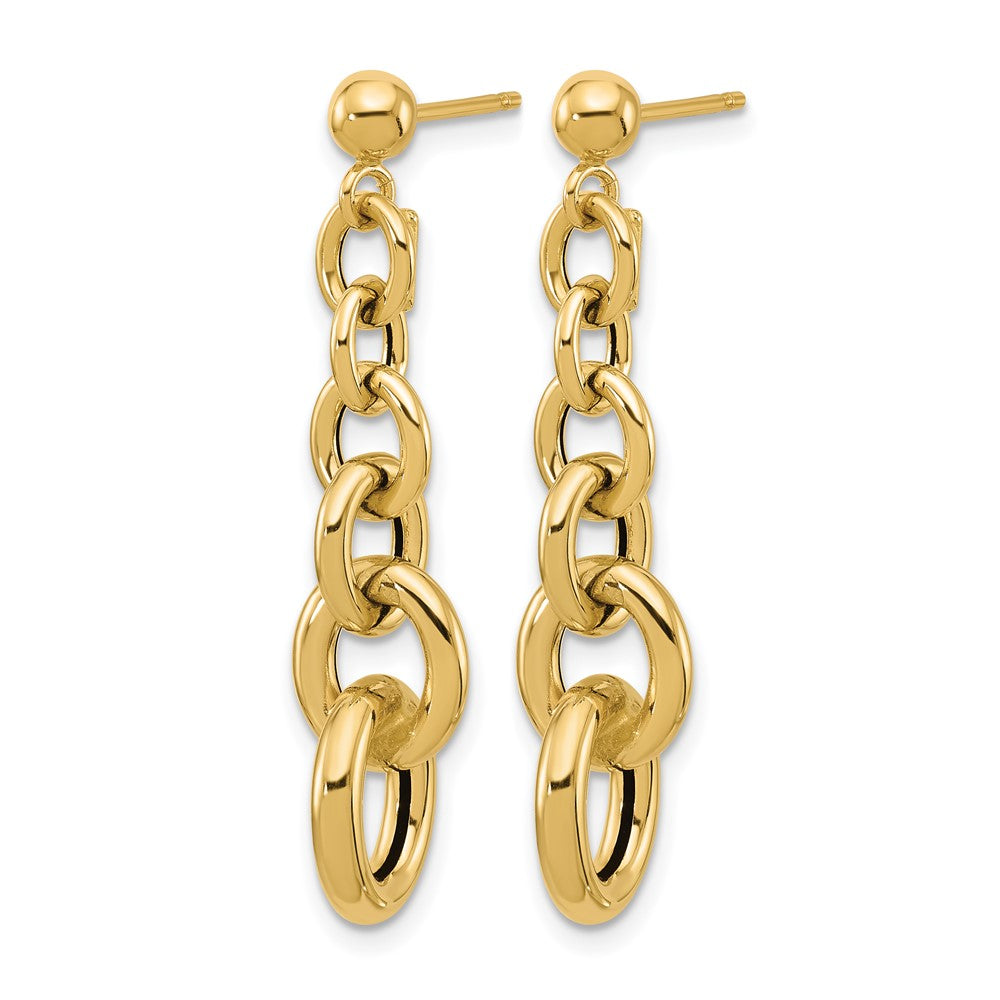 14K Polished Fancy Circle Link Dangle Post Earrings