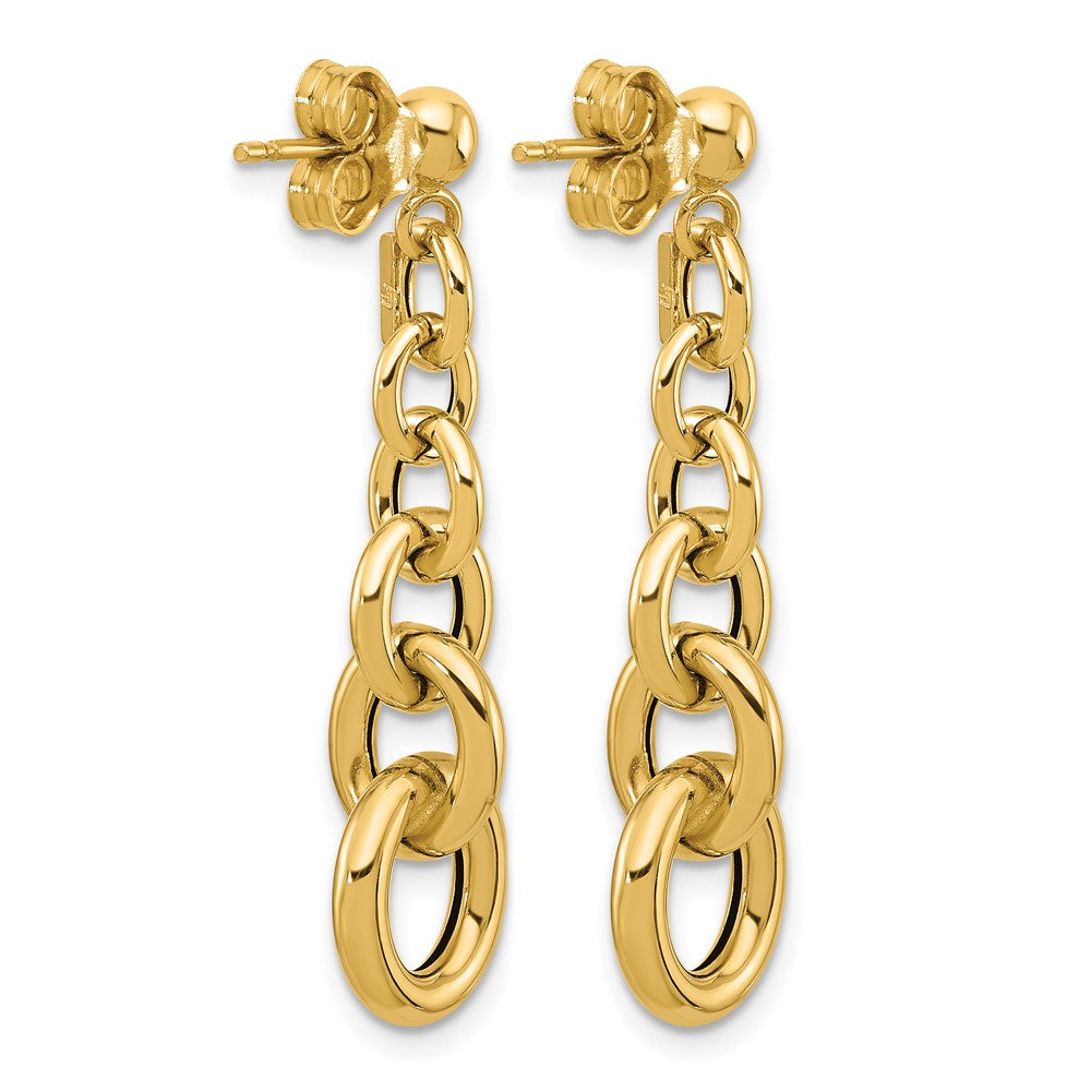 14K Polished Fancy Circle Link Dangle Post Earrings