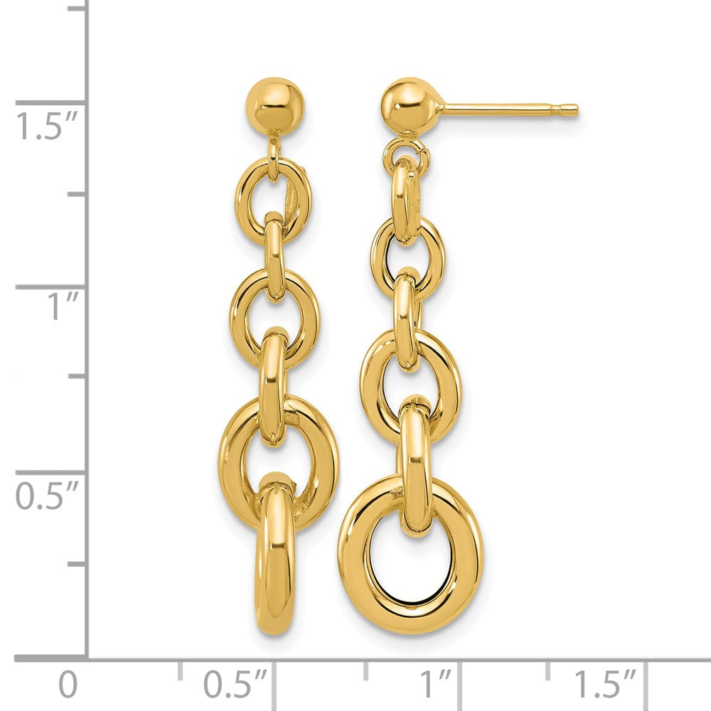 14K Polished Fancy Circle Link Dangle Post Earrings