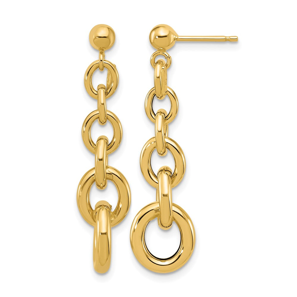 14K Polished Fancy Circle Link Dangle Post Earrings