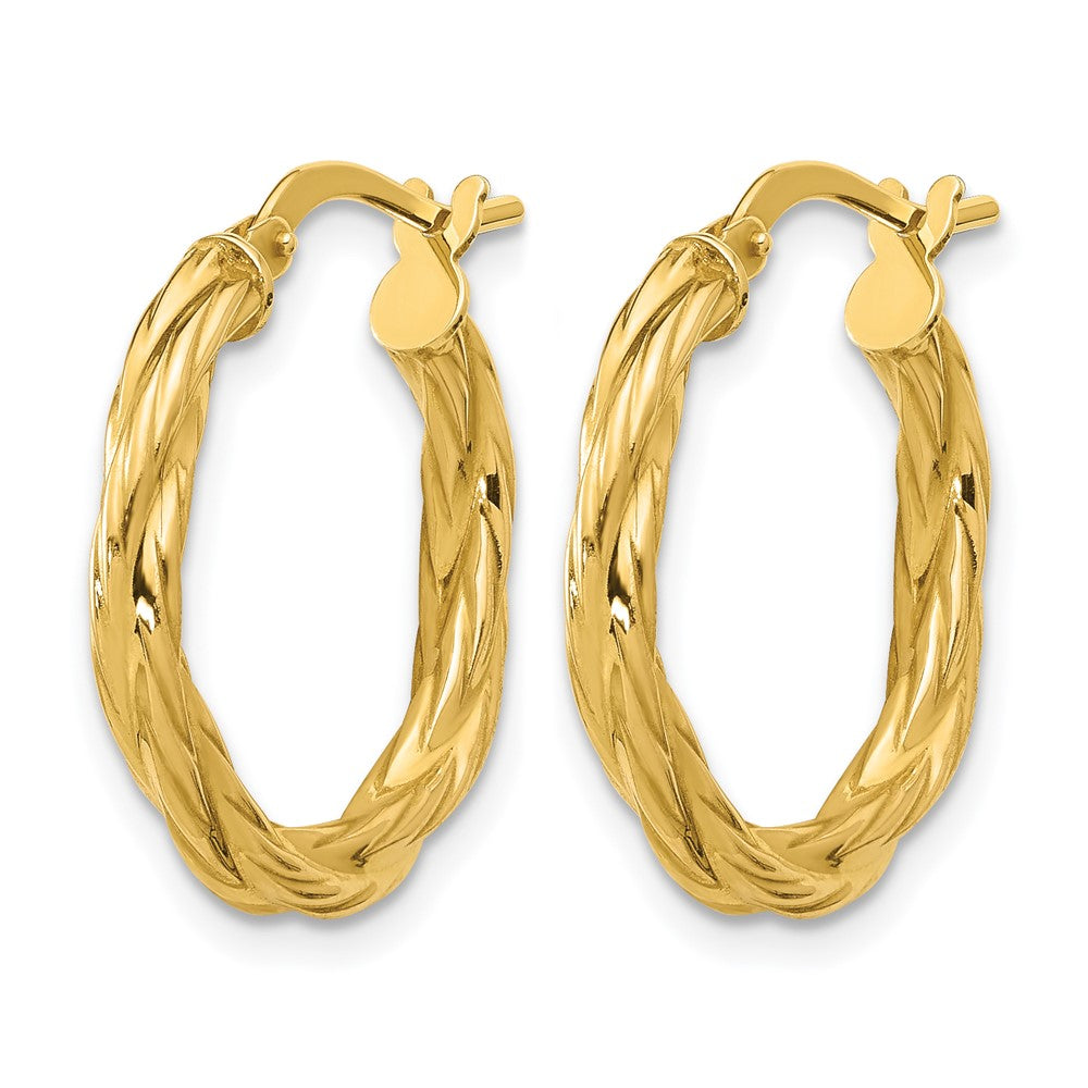 14K Polished Twisted Round Hoop Earrings