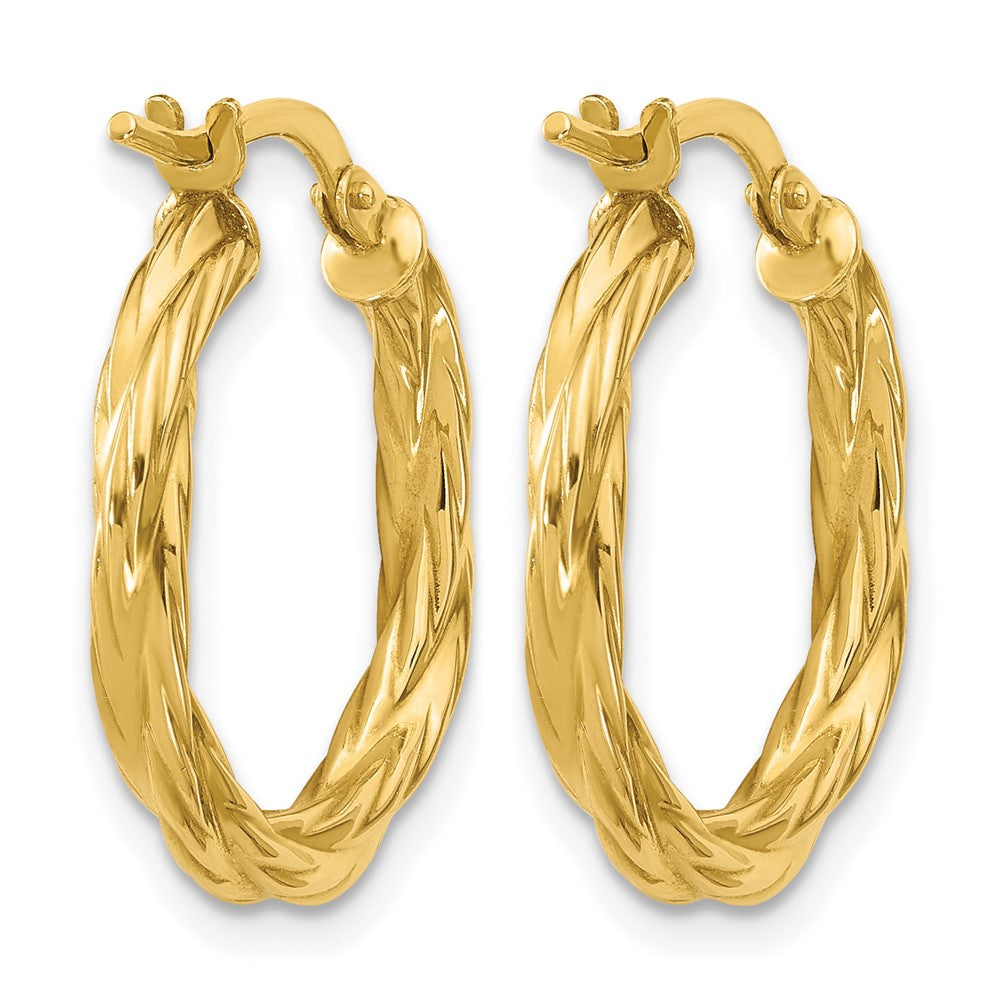 14K Polished Twisted Round Hoop Earrings