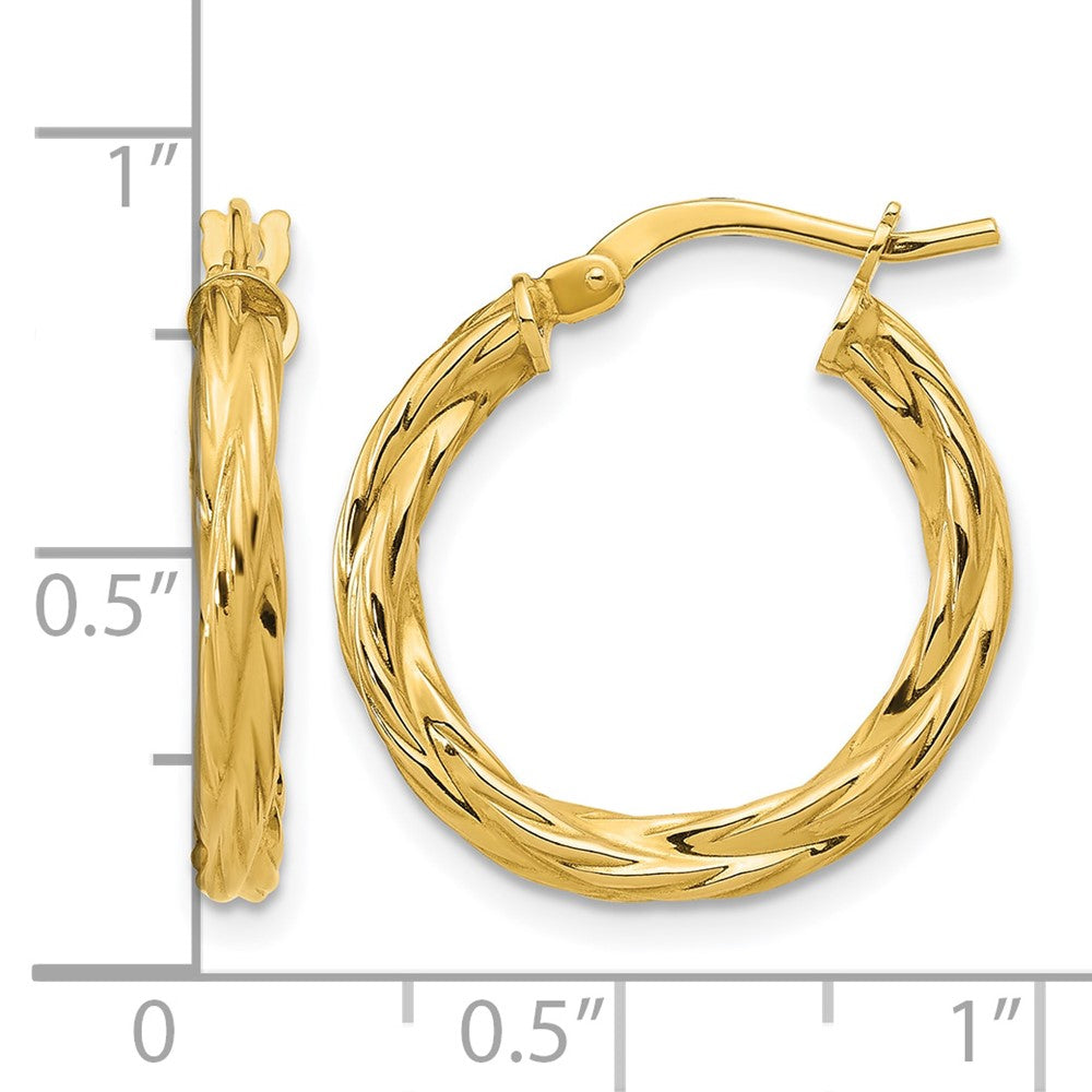 14K Polished Twisted Round Hoop Earrings