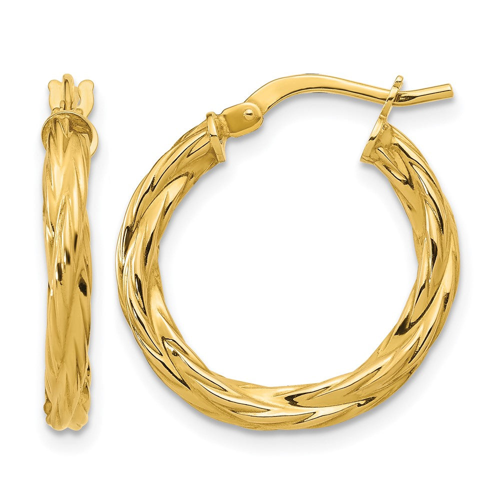 14K Polished Twisted Round Hoop Earrings