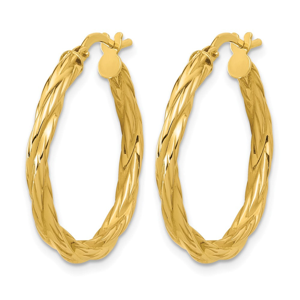 14K Polished Twisted Round Hoop Earrings