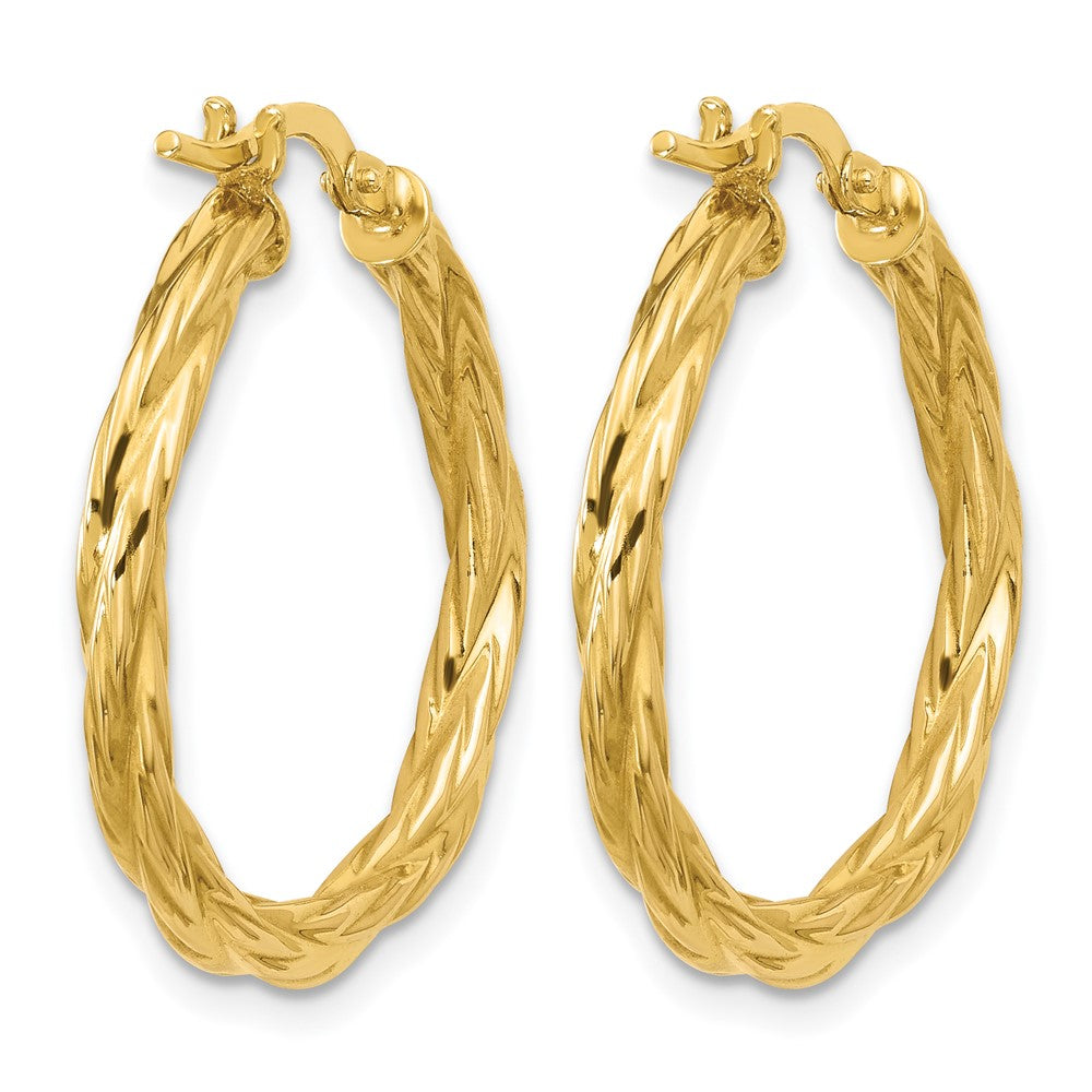 14K Polished Twisted Round Hoop Earrings