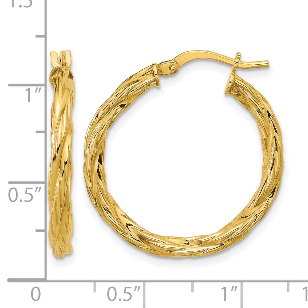 14K Polished Twisted Round Hoop Earrings
