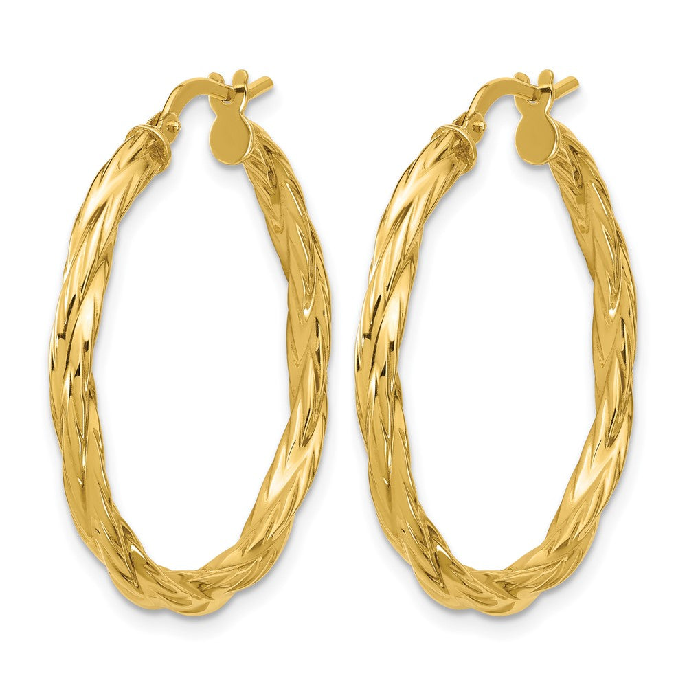 14K Polished Twisted Round Hoop Earrings