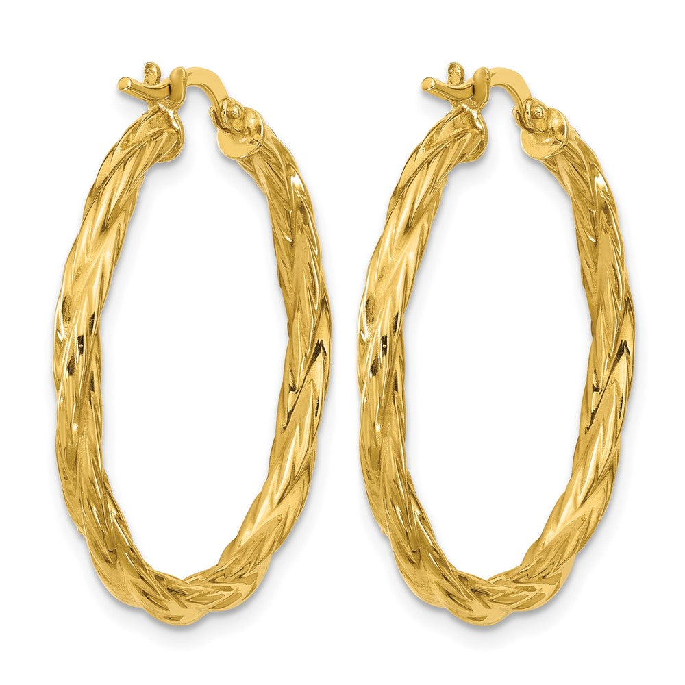 14K Polished Twisted Round Hoop Earrings