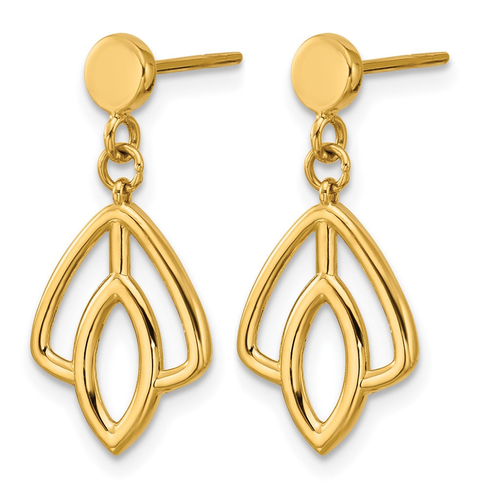 14K Polished Floral Dangle Post Earrings