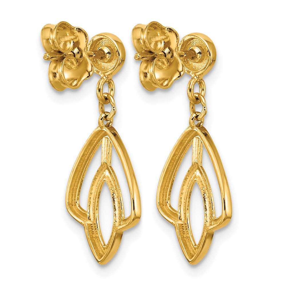 14K Polished Floral Dangle Post Earrings