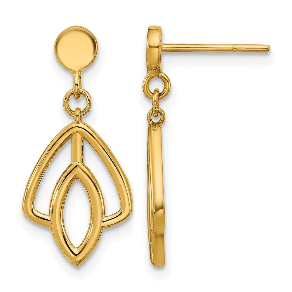 14K Polished Floral Dangle Post Earrings