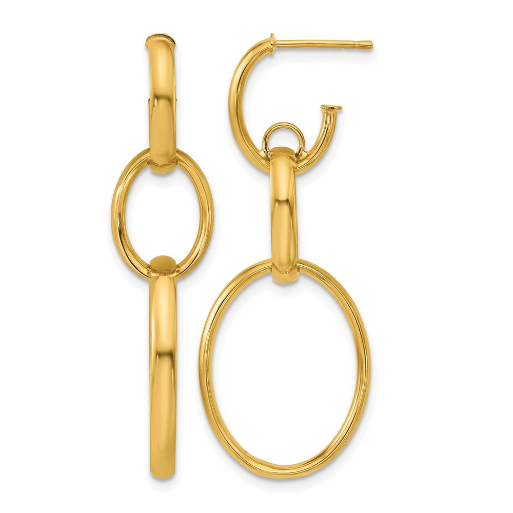 14K Polished Oval Link Post Earrings