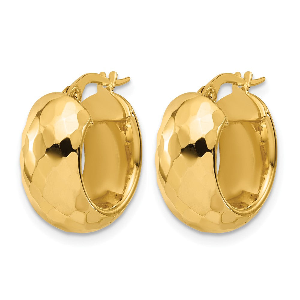 14K Polished and Diamond-cut Hoop Earrings