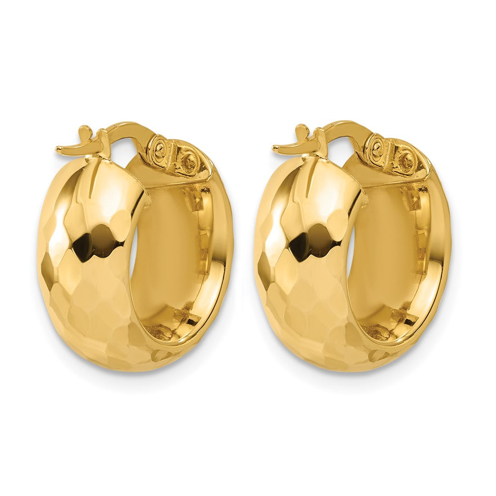 14K Polished and Diamond-cut Hoop Earrings
