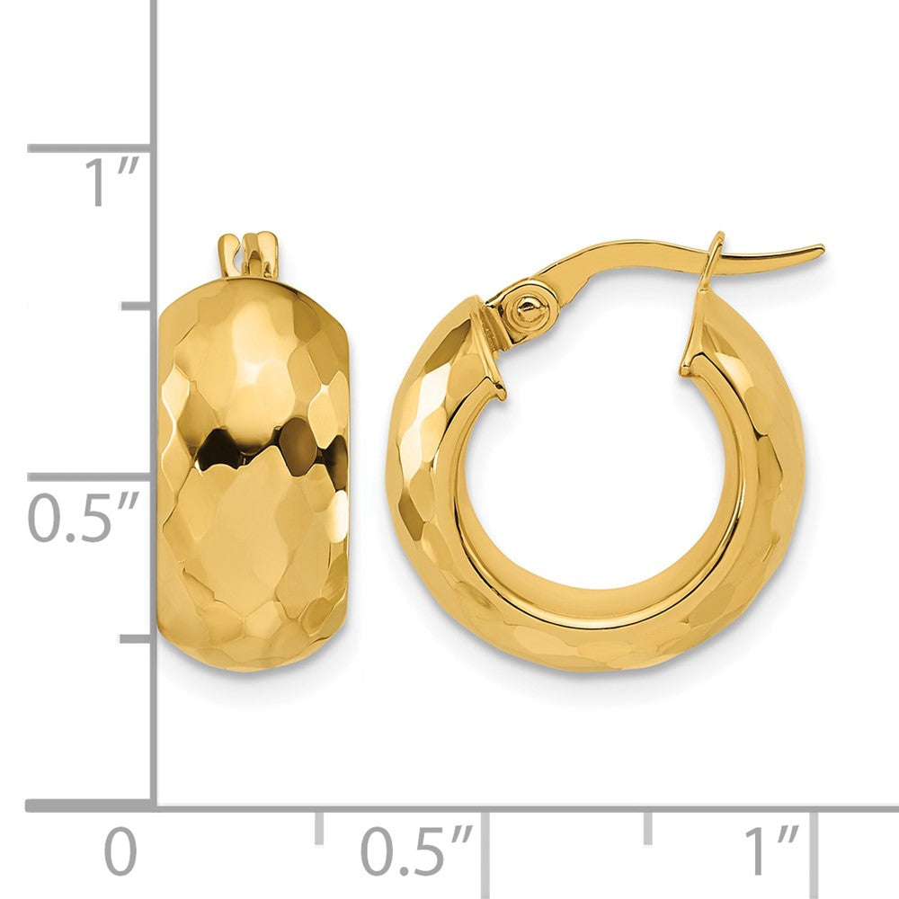 14K Polished and Diamond-cut Hoop Earrings