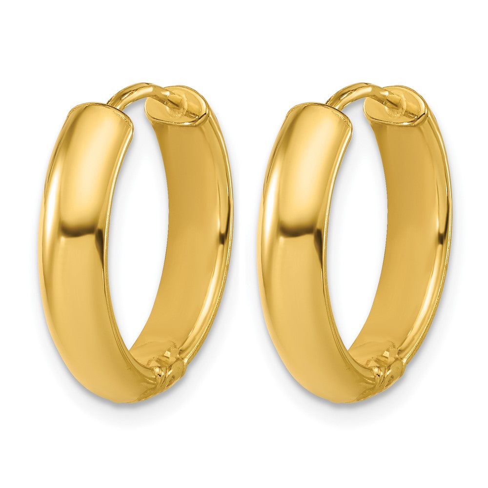 Leslie's' 14K Polished and Dia-cut Hinged Hoop Earrings