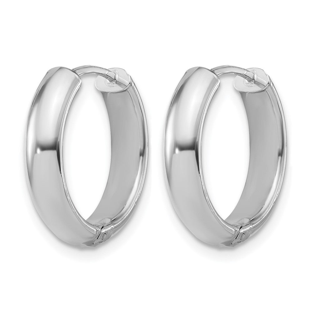 Leslie's' 14K w/White RH-plat Polish/Dia-cut Hinged Hoop Earrings