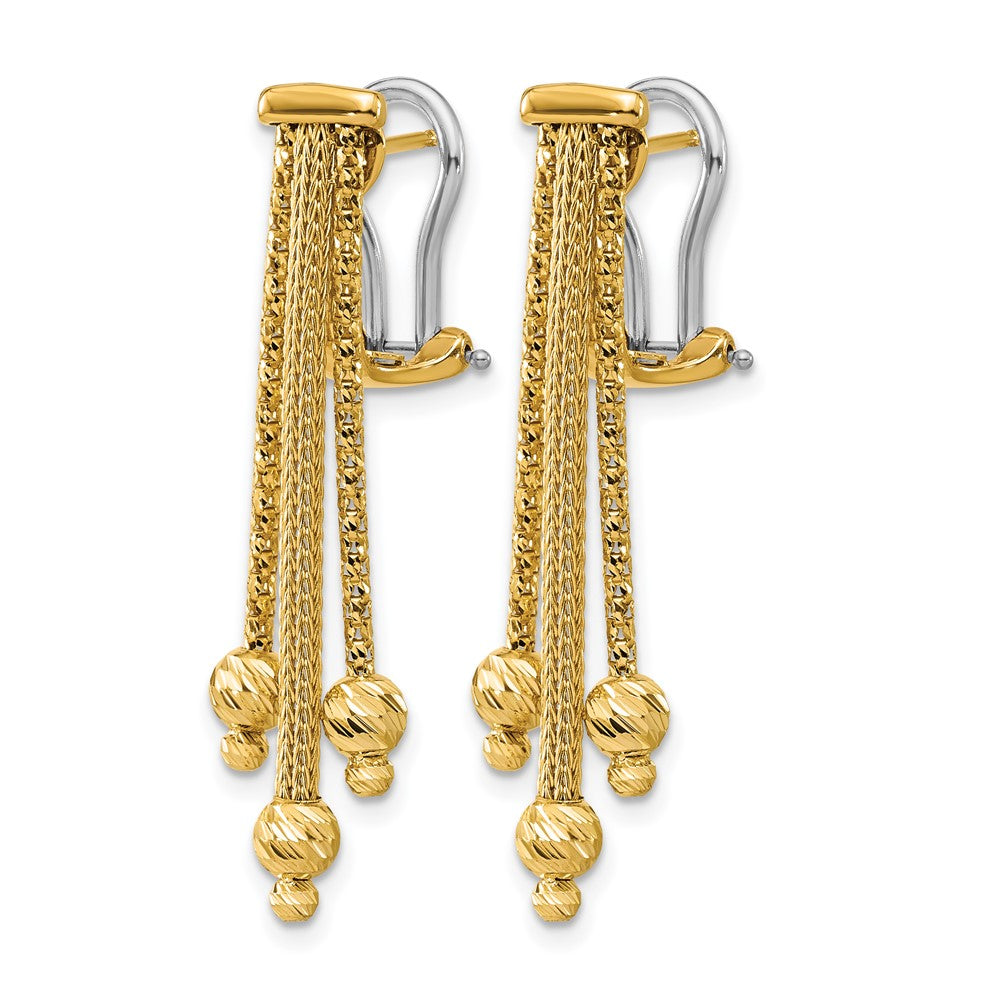 14K Polish/Texture/Dia-cut Fancy Dangle Omega Earrings