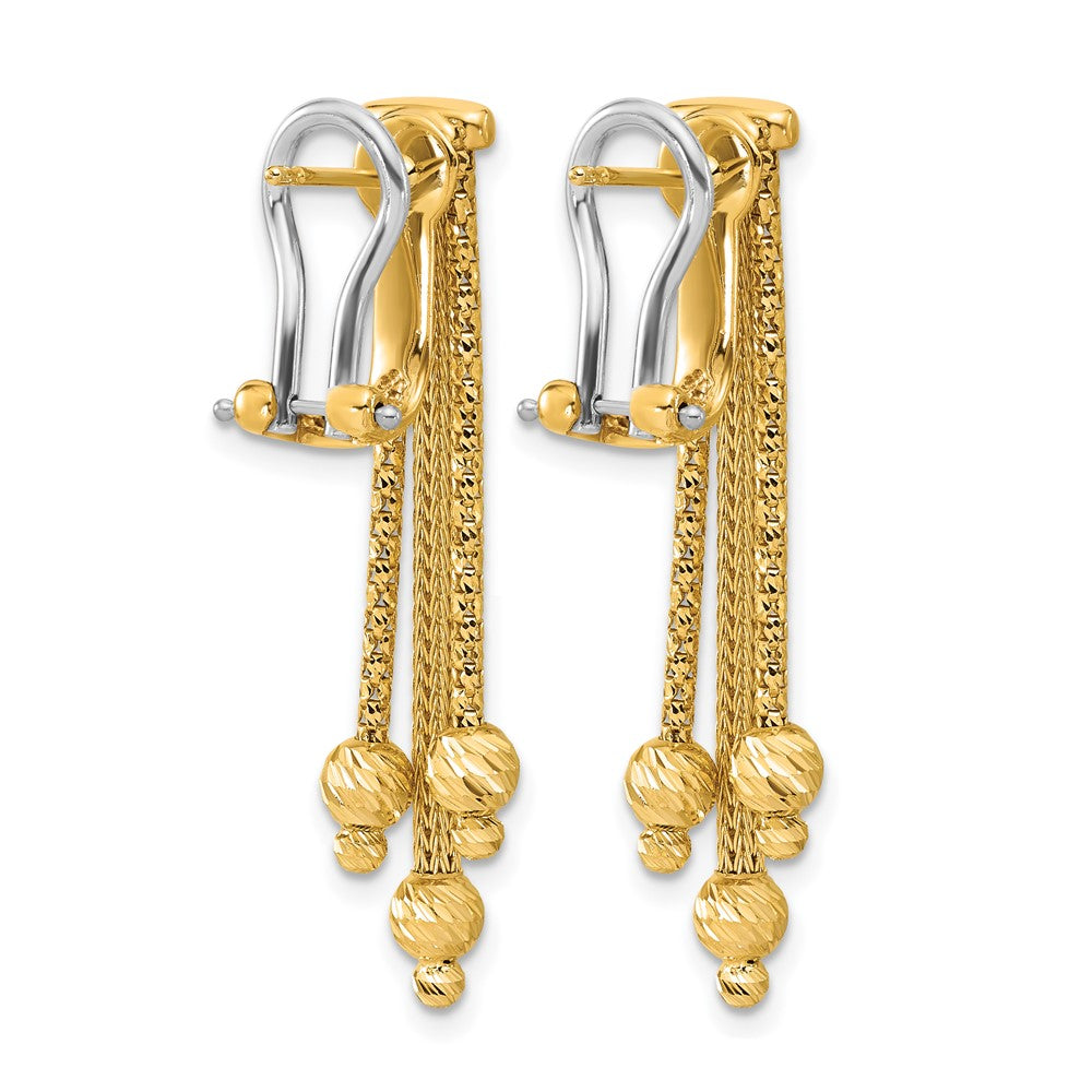 14K Polish/Texture/Dia-cut Fancy Dangle Omega Earrings