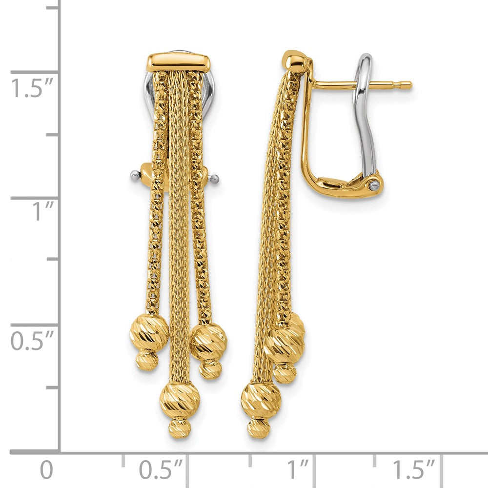14K Polish/Texture/Dia-cut Fancy Dangle Omega Earrings