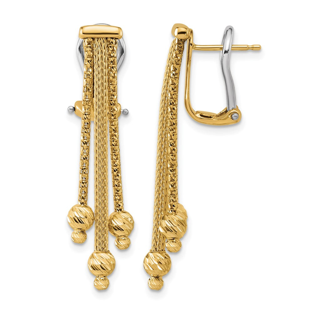 14K Polish/Texture/Dia-cut Fancy Dangle Omega Earrings