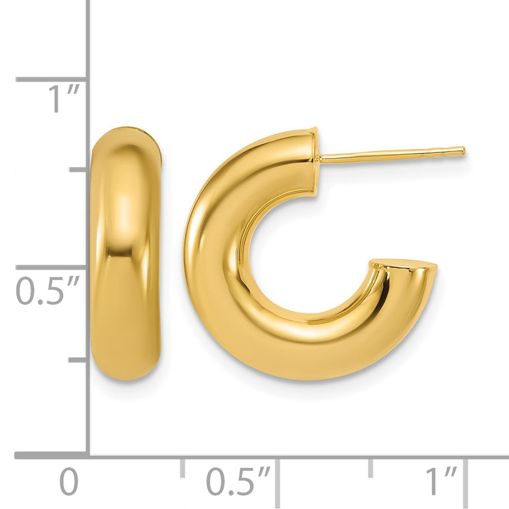 14K Polished J-Hoop Post Earrings