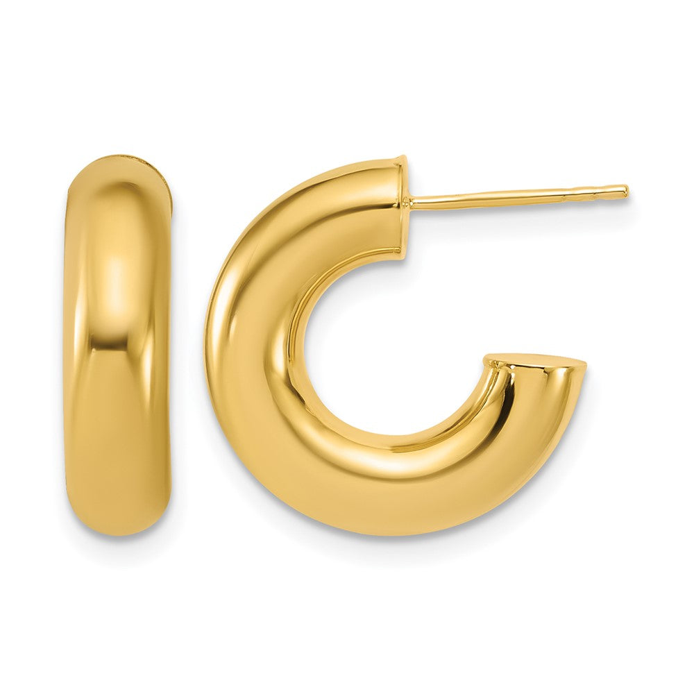 14K Polished J-Hoop Post Earrings