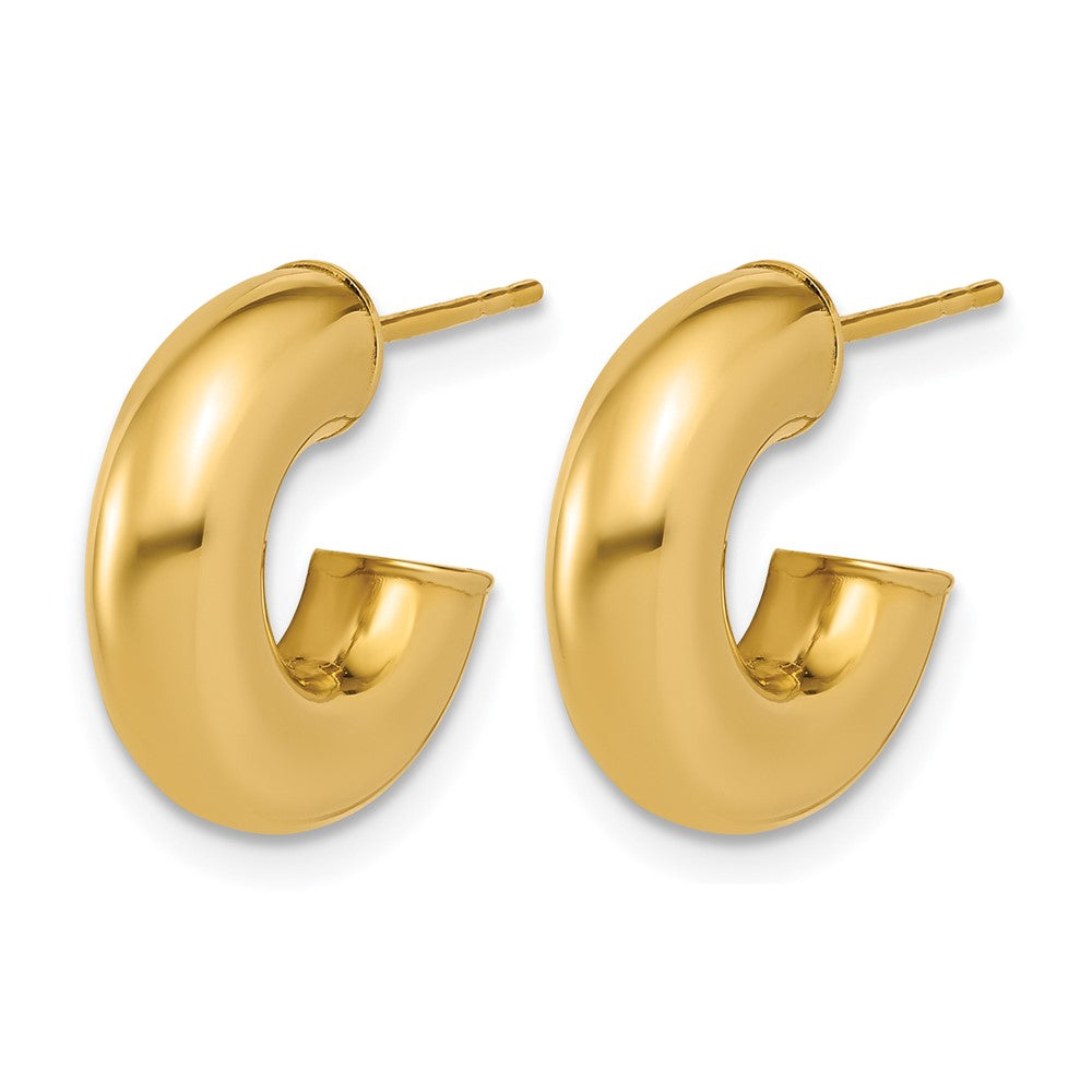 14K Polished J-Hoop Post Earrings