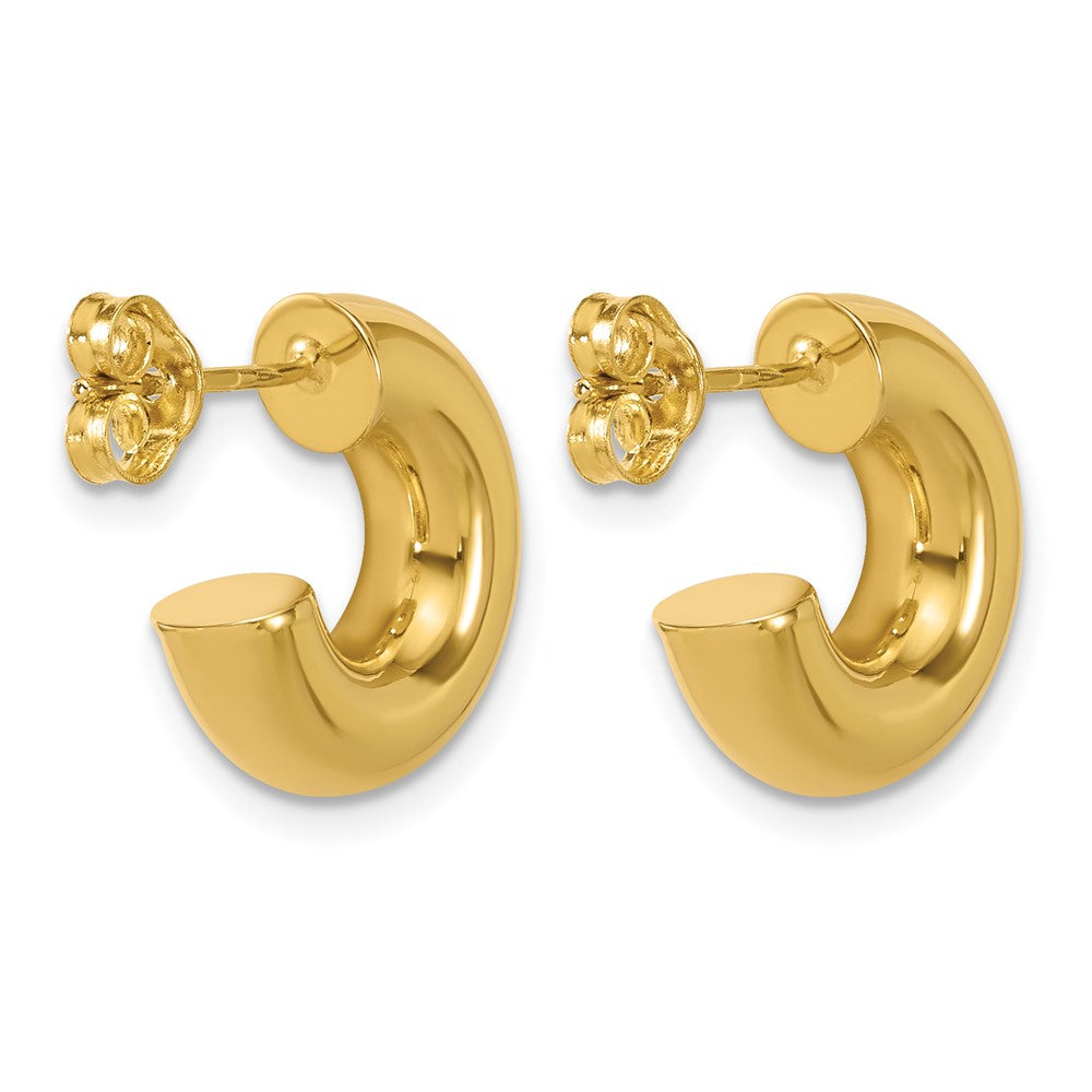 14K Polished J-Hoop Post Earrings