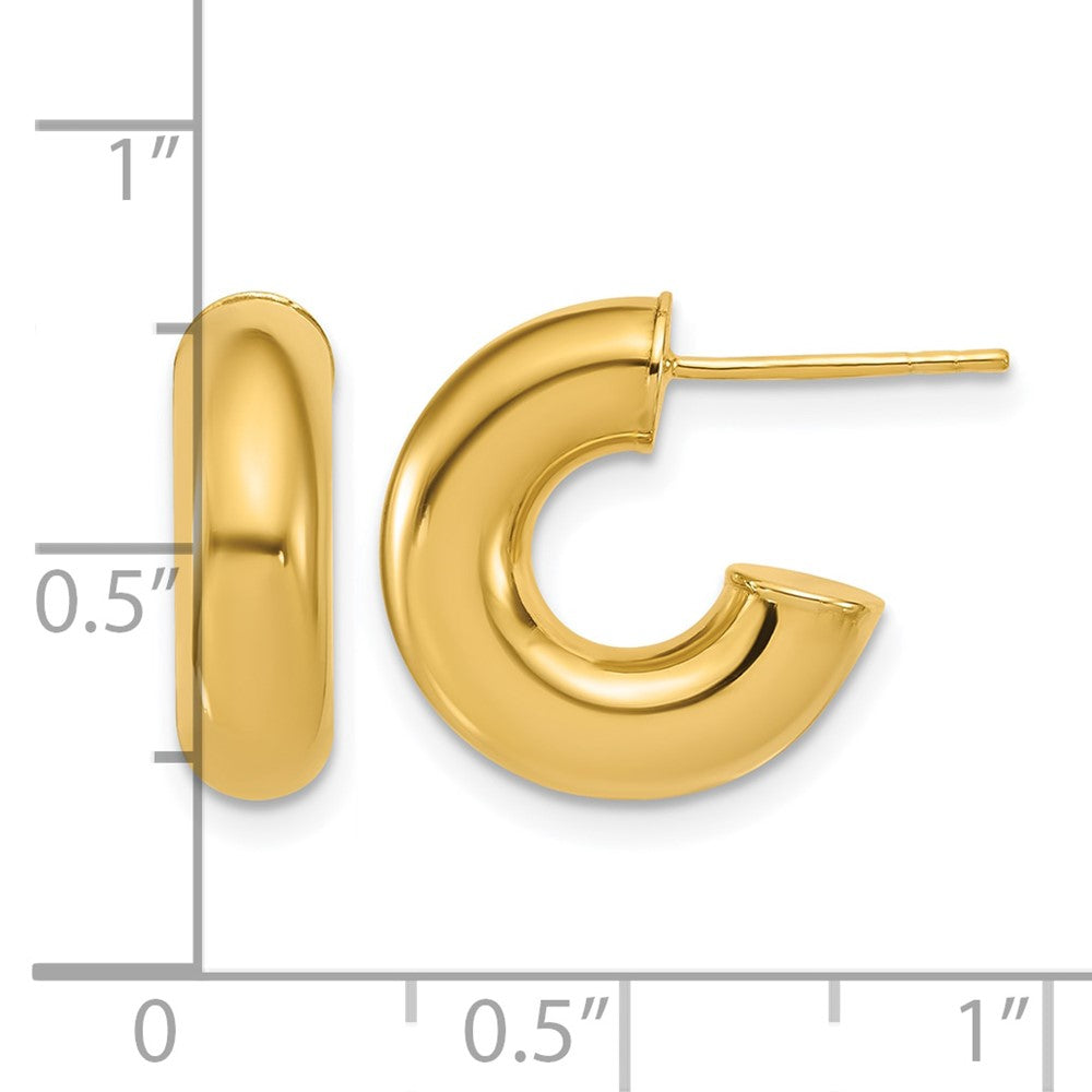 14K Polished J-Hoop Post Earrings