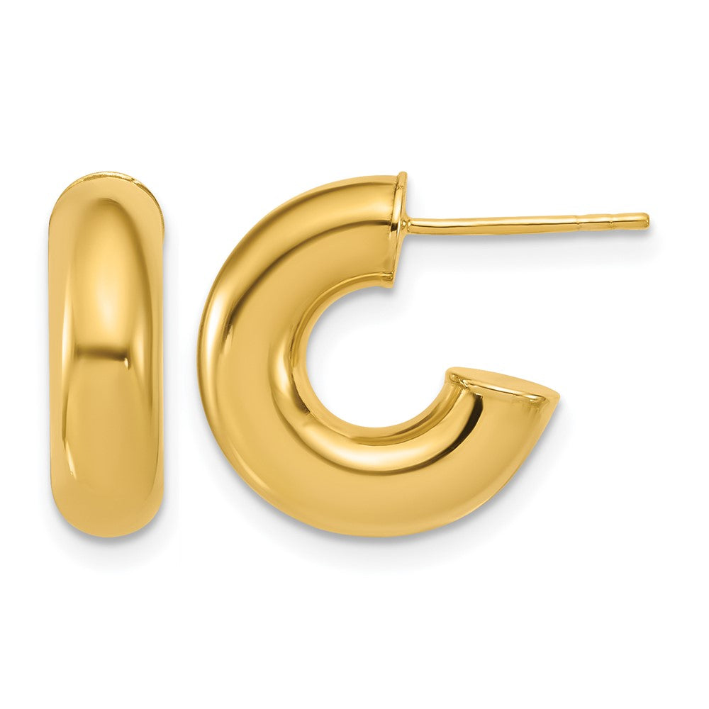 14K Polished J-Hoop Post Earrings