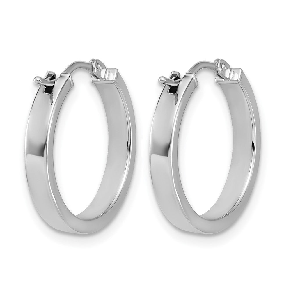 14K White Gold Square Tube Round Hoop Earrings