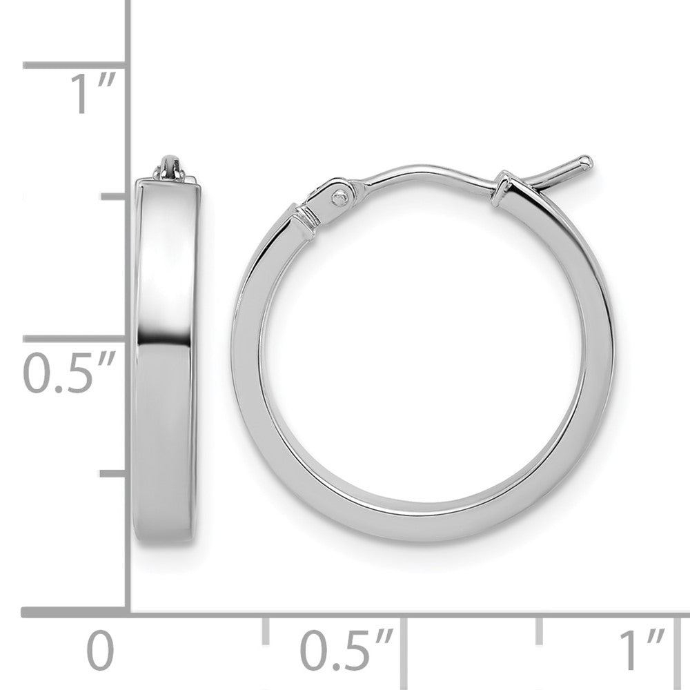 14K White Gold Square Tube Round Hoop Earrings