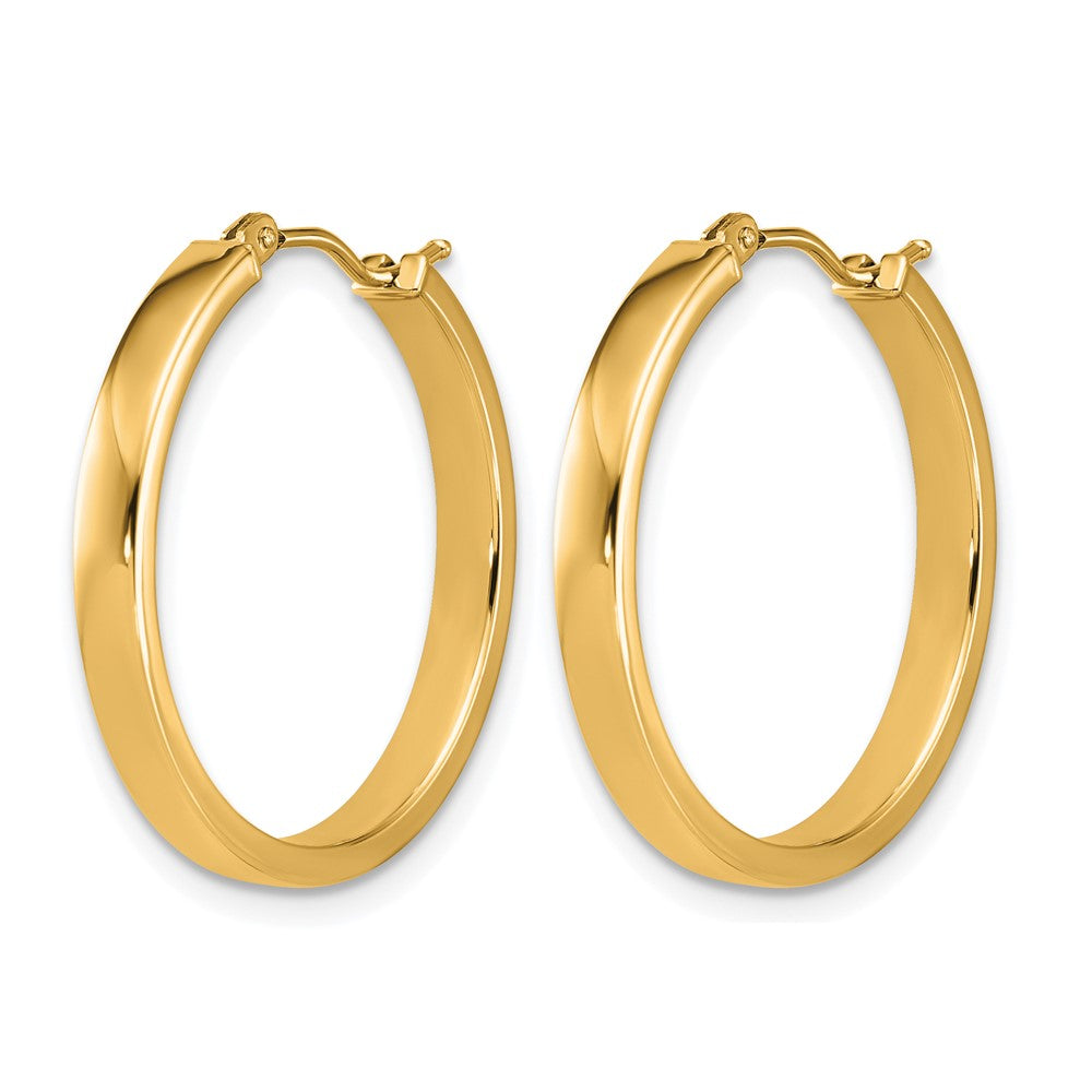 14K Polished Square Tube Round Hoop Earrings