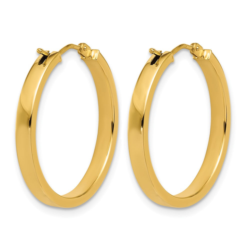 14K Polished Square Tube Round Hoop Earrings