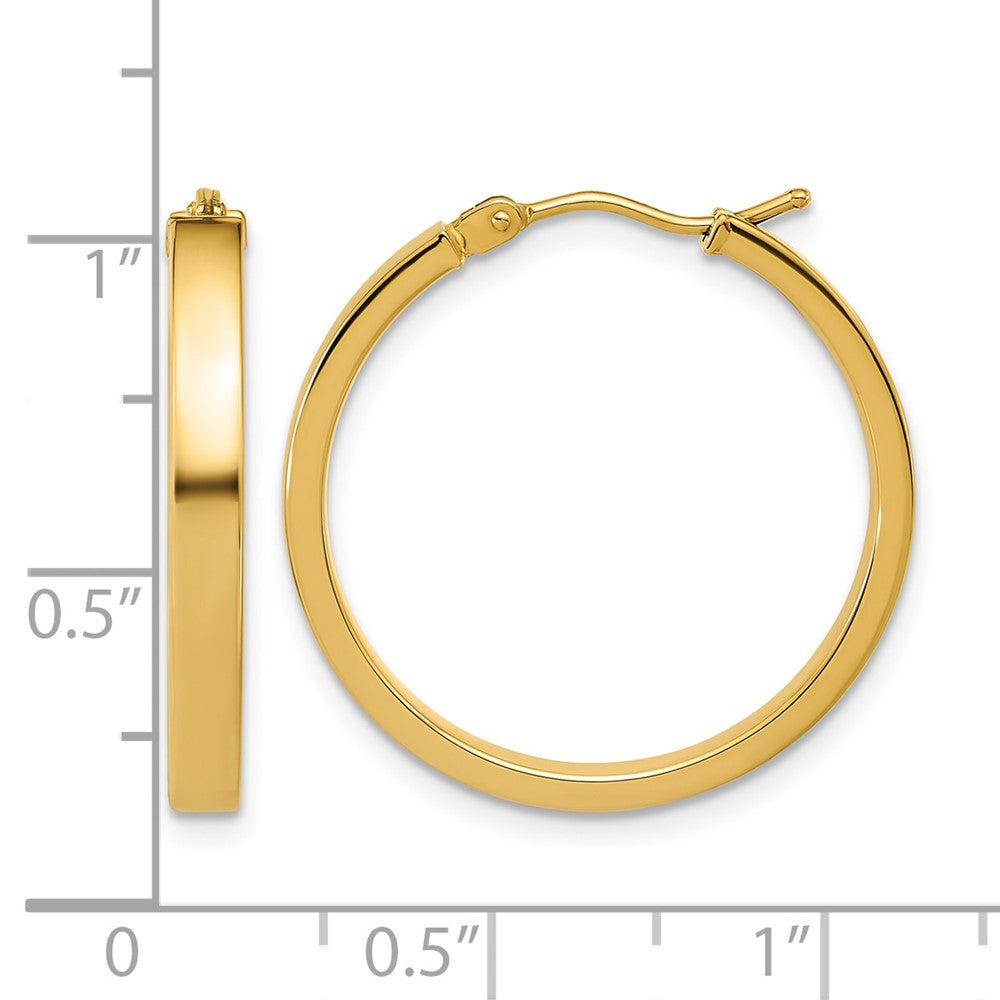 14K Polished Square Tube Round Hoop Earrings