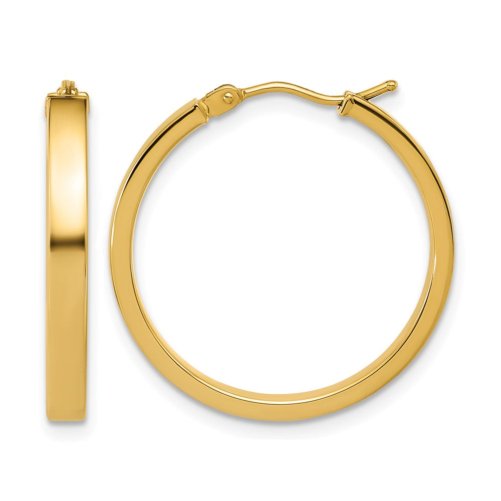 14K Polished Square Tube Round Hoop Earrings