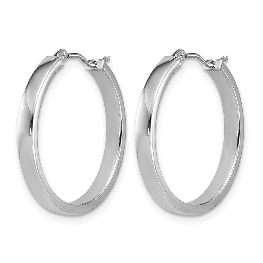 14K White Gold Square Tube Round Hoop Earrings