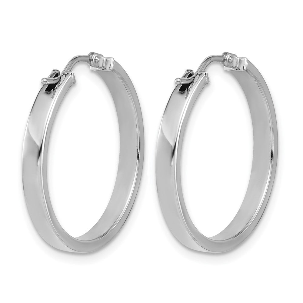 14K White Gold Square Tube Round Hoop Earrings