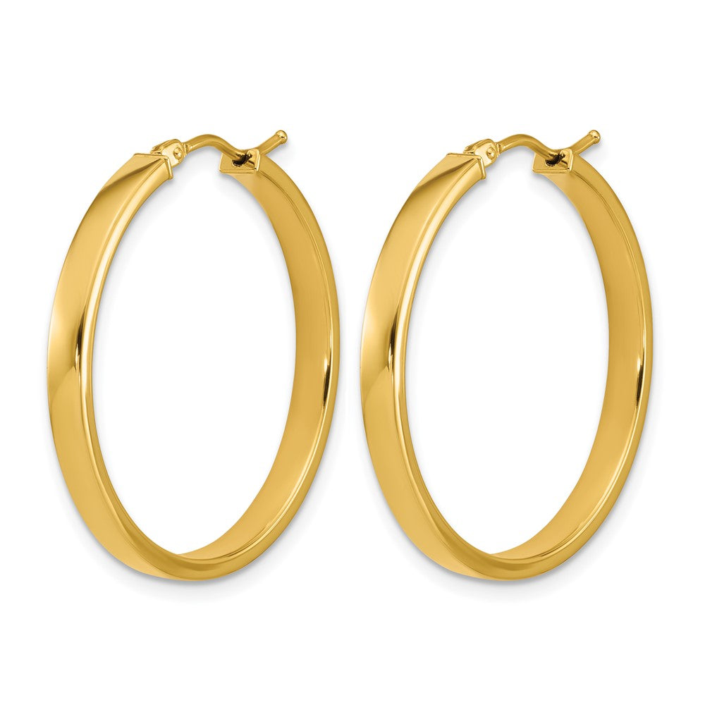 14K Polished Square Tube Round Hoop Earrings
