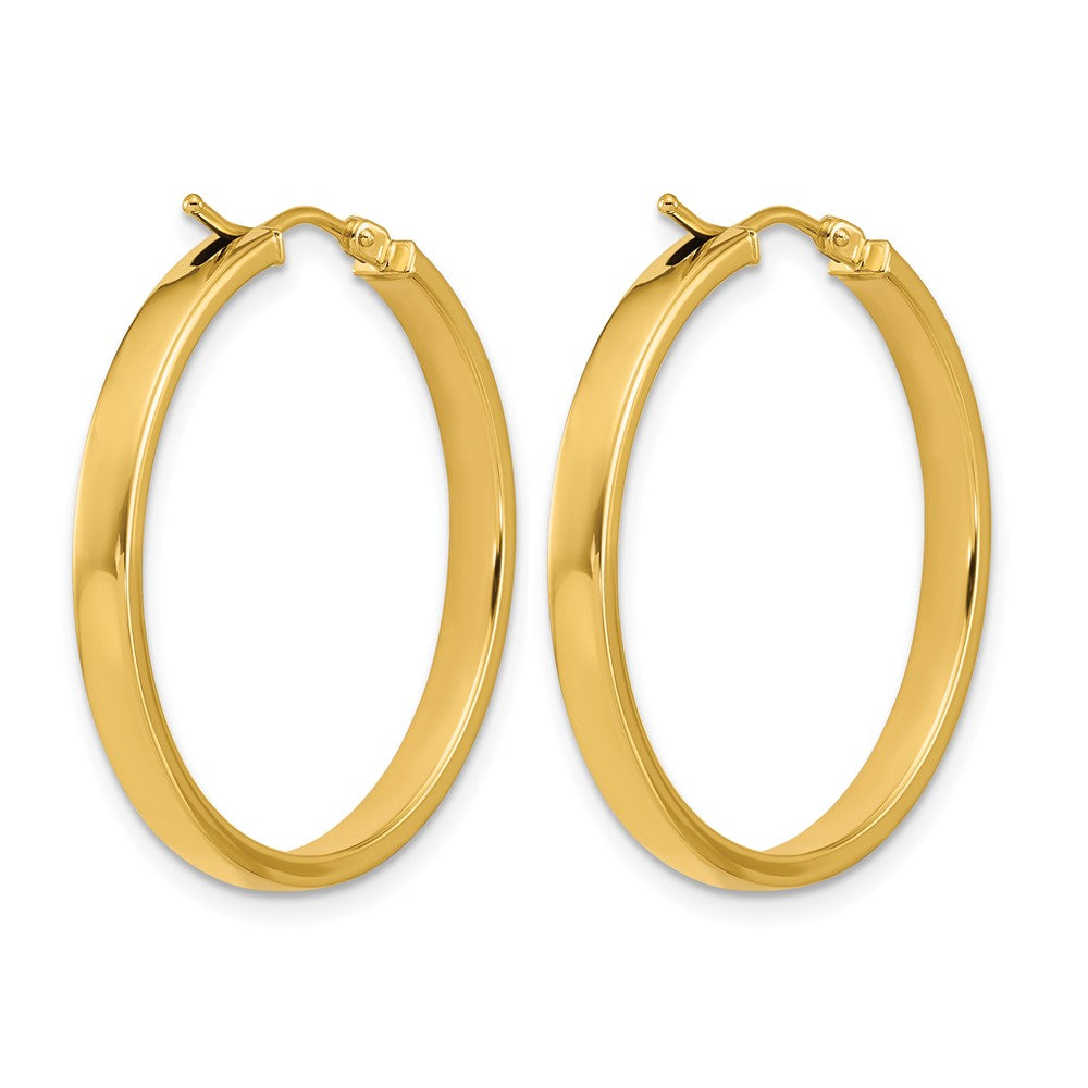 14K Polished Square Tube Round Hoop Earrings