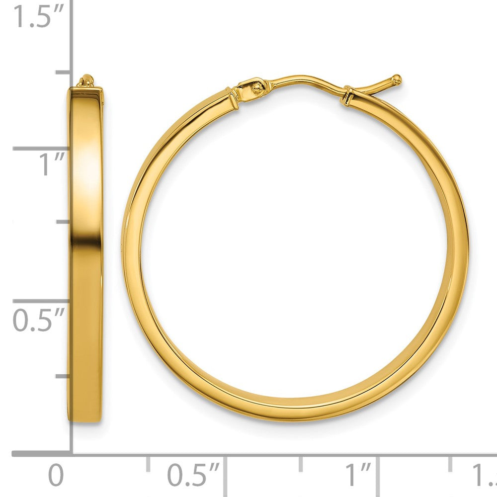 14K Polished Square Tube Round Hoop Earrings