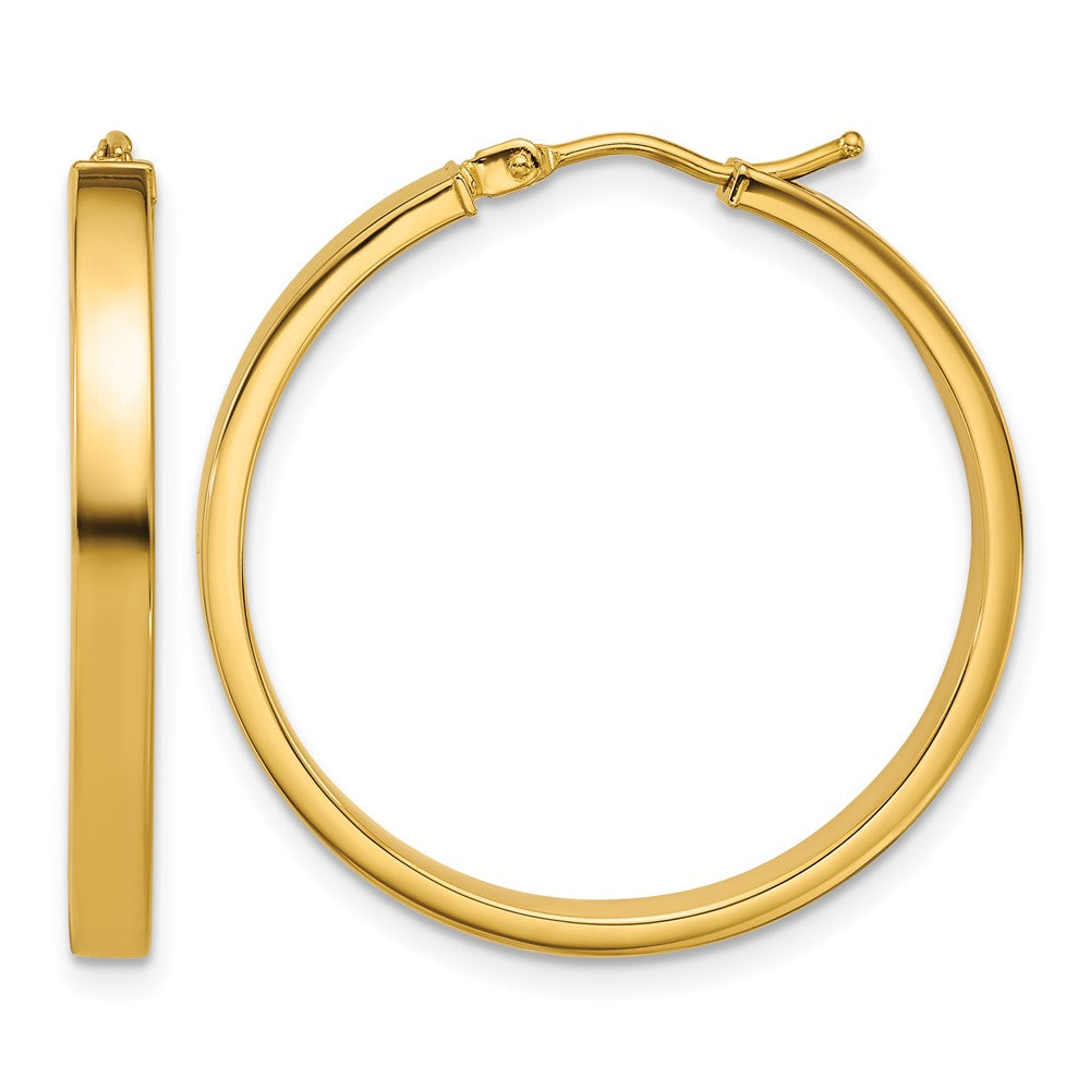 14K Polished Square Tube Round Hoop Earrings