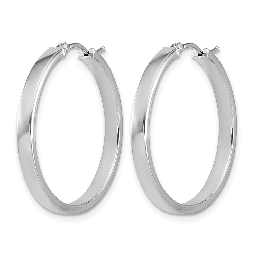 14K White Gold Square Tube Round Hoop Earrings