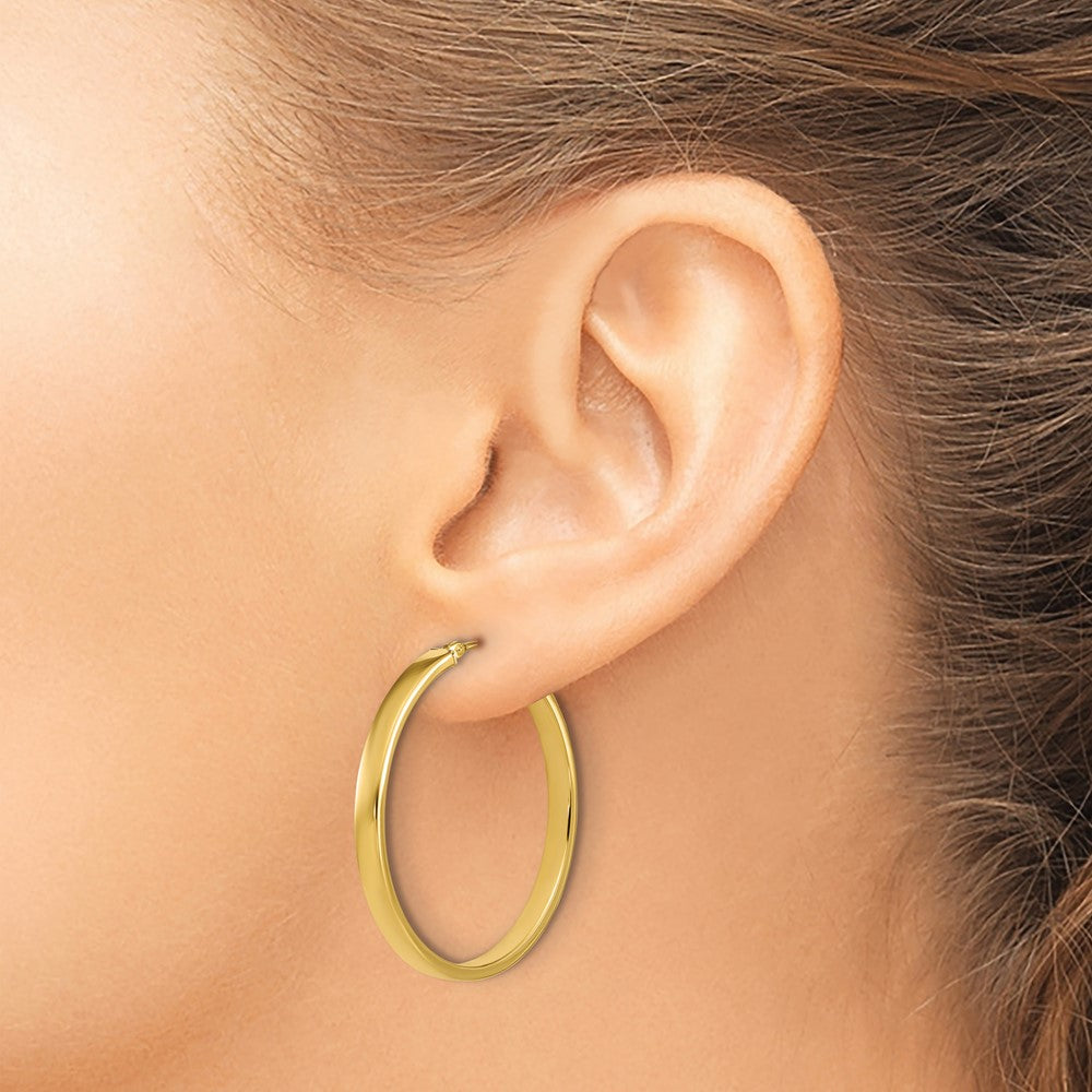 14K Polished Square Tube Round Hoop Earrings