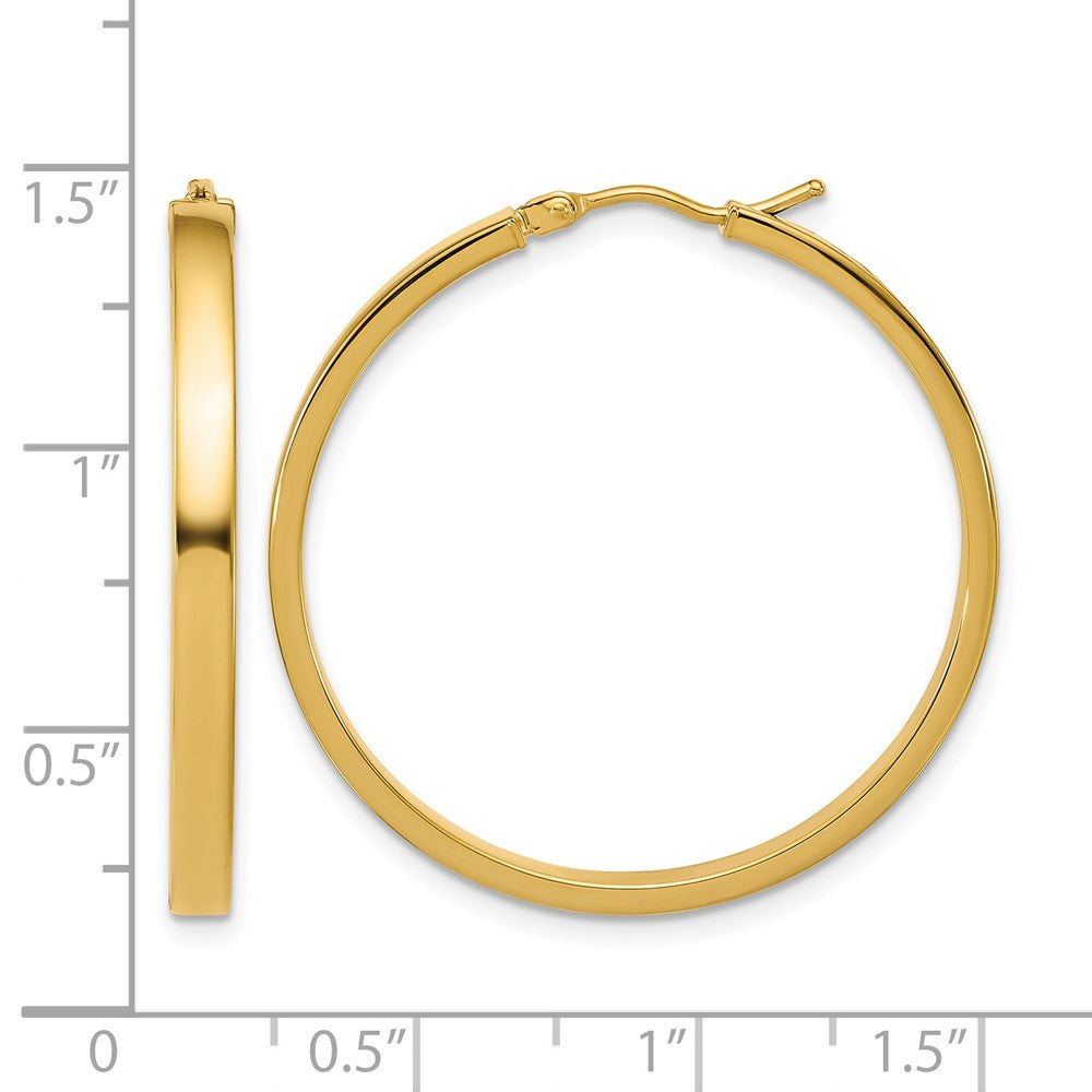 14K Polished Square Tube Round Hoop Earrings