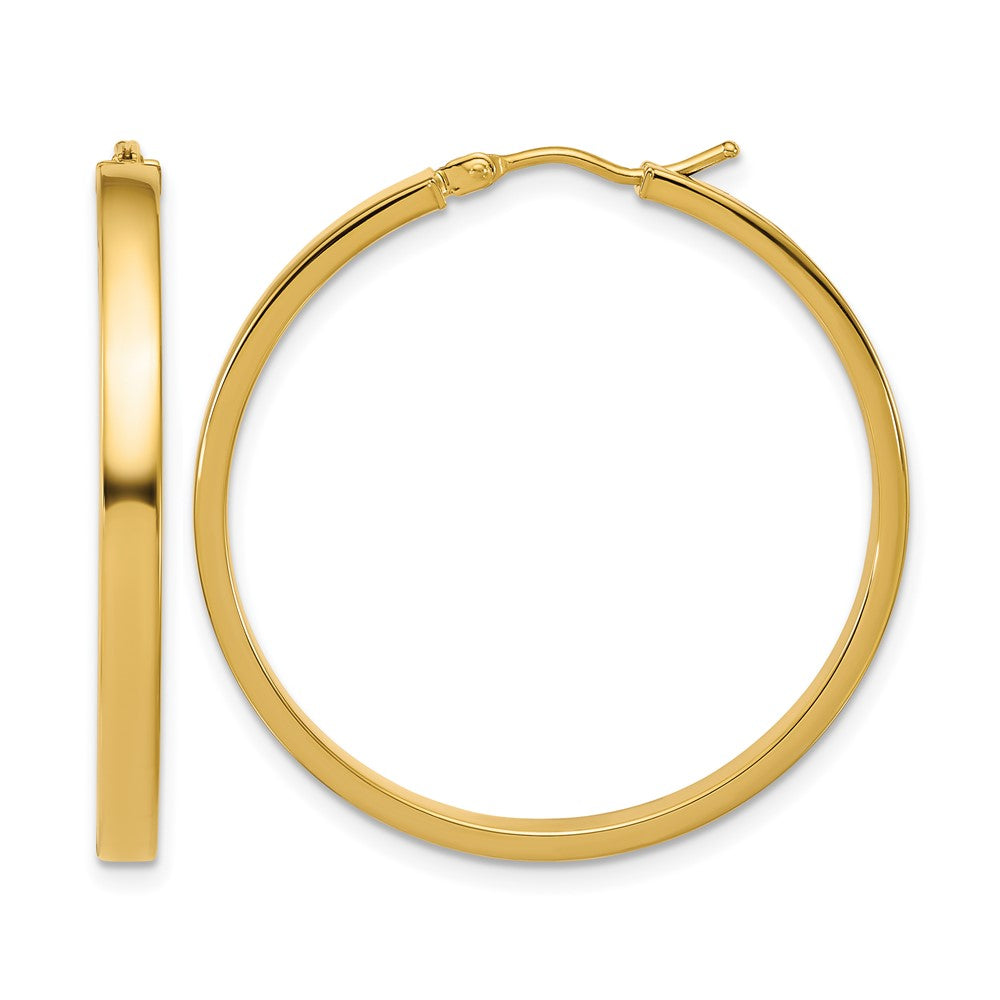 14K Polished Square Tube Round Hoop Earrings