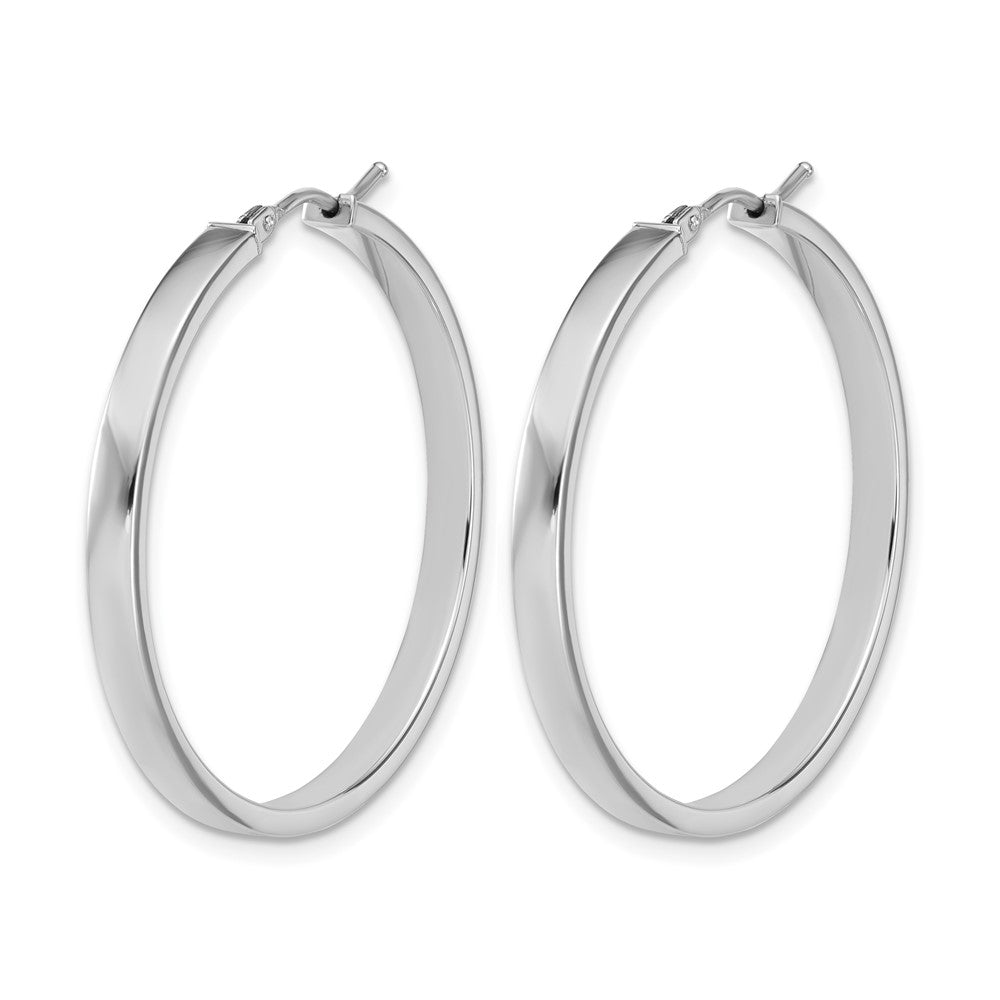 14K White Gold Square Tube Round Hoop Earrings